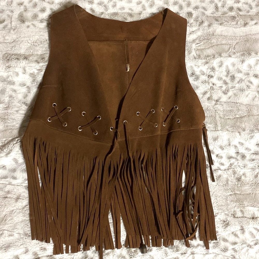Brown Leather Fringe Vest